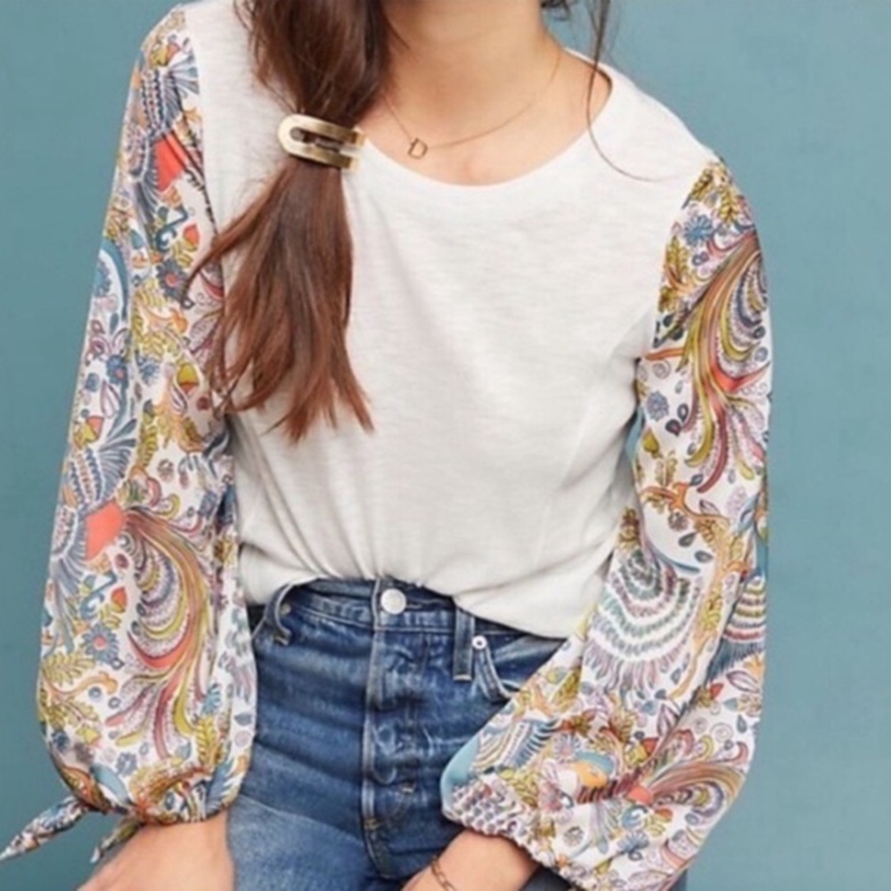 Anthropologie Maybelle Bird Bell Sleeve Bohemian Long Sleeve Top Small